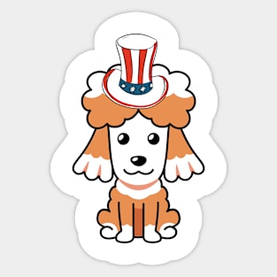 Funny brown dog is wearing uncle sam hat Sticker